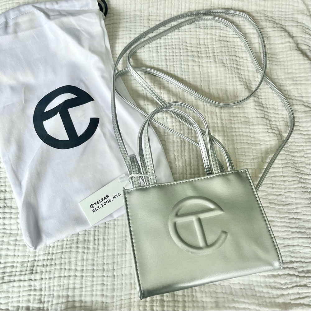 Telfar Silver Mini Shopping Bag Crossbody